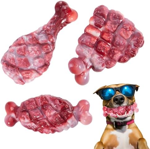 YINEYA Indestructible Dog Toys for Aggressive Chewers 3 Pack, Tough Dog Chew Toys for Aggressive Chewers Medium and Large Breeds, Durable Dog Toy to Keep Them Busy, Beef Flavored by YINEYA
