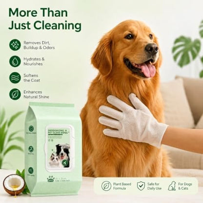 GLADFRESIT Pet Grooming Glove Wipes for Dogs & Cats, 90g, 20 Pcs - Image 2