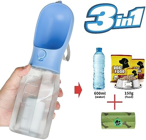 Dog Water Bottle with Food Container, Portable Pet Dog Water Dispenser for Outdoor Walking,Hiking,Travel,Puppy Essentials,Puppy Supplies,Replaceable Waste Bags - Image 5