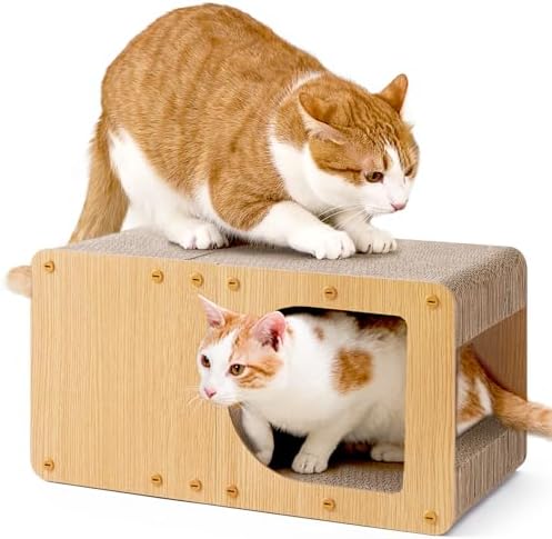 EHEYCIGA Cardboard Cat Scratcher House, 20-Inch Cat Scratch pad, Brown by EHEYCIGA