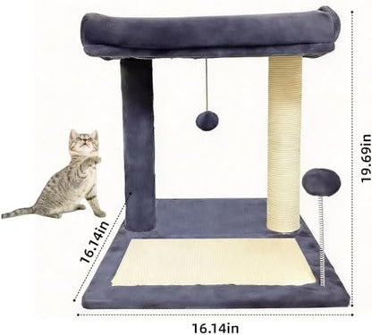 Cat Tree, 19.69" H(50cm) Cat Scratching Post with Cat Bed, Scratching Posts for Indoor Cats with Two Plush Balls Toy, Small Cat Tree for Kittens/Cats Playing and Relaxing - Image 6