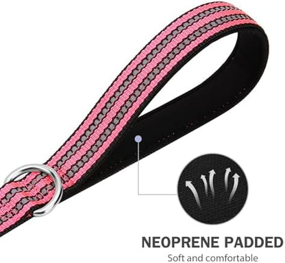 Hikiko 6FT Dog Leash with 2 Padded Handles Reflective,Hot Pink - Image 4