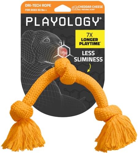 Playology Tug Rope Dog Toys for Large Dogs - Jumbo, Cheedar Cheese Scent by Playology