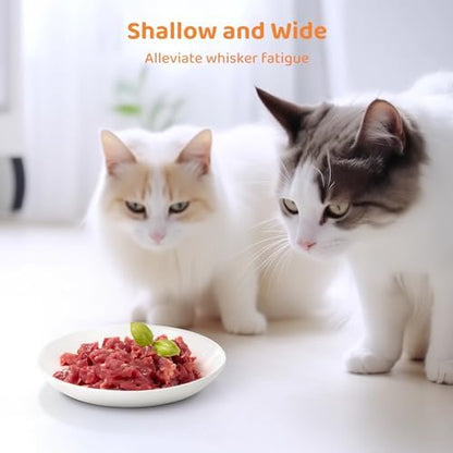 Ceramic Cat Food Plates: Cat Wet Food Bowls/Whisker Fatigue Cat Dishes & Shallow Bowls for Kittens and Small Animals - Image 3