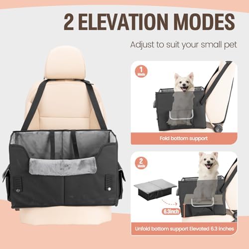 Dog Car Seat for Medium or Large Dogs Size Portable Car Booster Seat for Dogs with Harness and Thick Cushion, Perfect for Small Pet up to 45lbs(Black) - Image 3