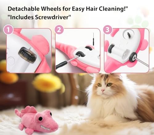 Interactive Cat Toys for Indoor Cats – Auto Moving Alligator with 360° Random Movement & Tail Wagging, Rechargeable Cat Exercise Toy with Catnip, Self-Play Fun for Bored Adult Cats-Pink - Image 5