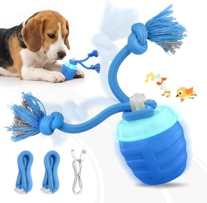 Interactive Dog Toys, Automatic Rolling Dogs Toy with Rope for Medium/Large Dogs, Touch Activated Moving Dog Ball for Boredom(Blue) by Unknown