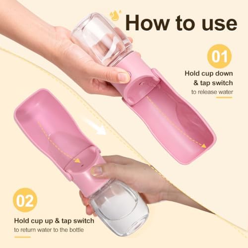 Foldable Dog Water Bottle, 12 oz Leak Proof Portable Dispenser (Pink-1) - Image 3