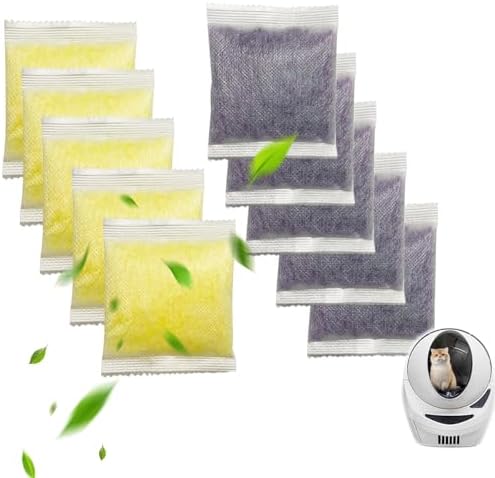 10 PCS Cat Litter Deodorizer Refills Compatible with Whisker OdorTrap Pod,Odor Remover Refills for Litter-Robot 4 Waste Bags & Litter-Robot 3, Litter Box Odor Eliminator (Lemon*5+Lavender*5) by Unknown