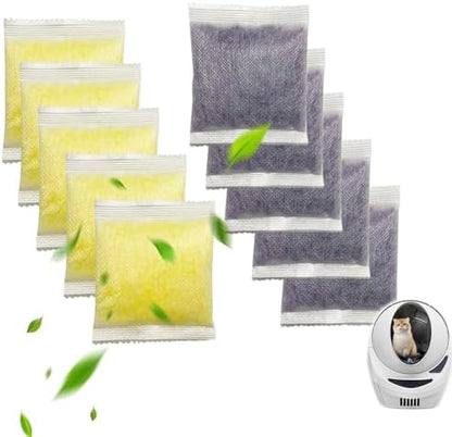10 PCS Cat Litter Deodorizer Refills Compatible with Whisker OdorTrap Pod,Odor Remover Refills for Litter-Robot 4 Waste Bags & Litter-Robot 3, Litter Box Odor Eliminator (Lemon*5+Lavender*5) by Unknown