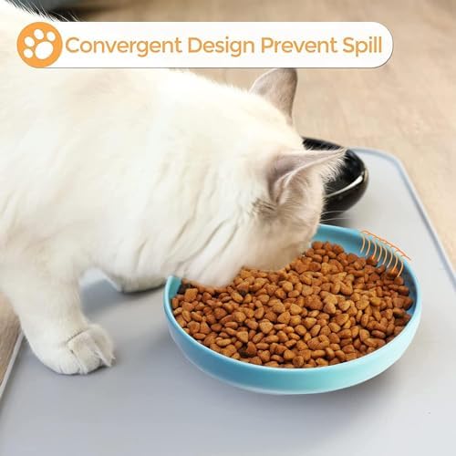 Ceramic Cat Bowls,Shallow Cat Dishes for Food and Water, 6 inch Matte Finish Wide Cat Food Bowl,Whisker Fatigue Free Pet Puppy Kitten Bowl Set of 3,Dishwasher Safe - Image 6