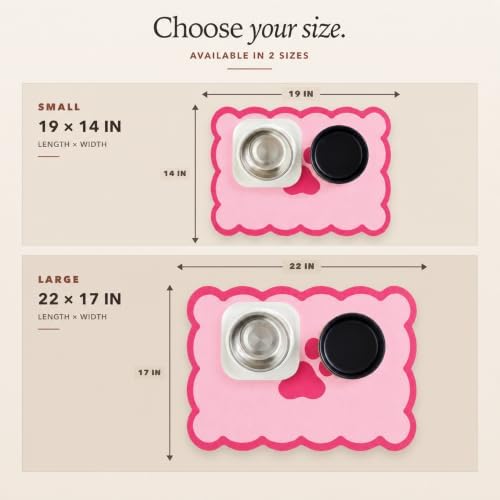 Scalloped Dog Feeding Mat, Coral Pink 14" X 19” - Image 7