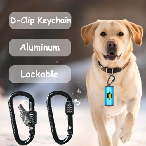 Metal Dog Poop Bag Holder w/Leash Clip|Durable Scratch-Resistant Aluminum|15 Bags+3 Accessories(Blue) - Image 3