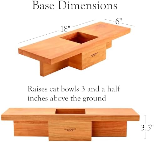 Solid Cherry Wood Raised Cat Feeding Station with Built-in Grass Planter - Image 4