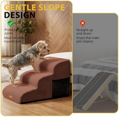 Dog Stairs for Small Dogs, 3-Step Non-Slip Foam Pet Steps for Couch Bed - Image 4