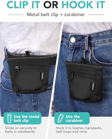 1¼-Cup Magnetic Closures Dog Training Treat Pouch with Clip (Black) - Image 4