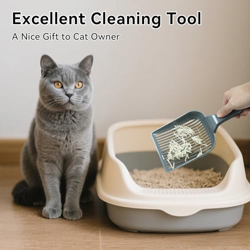 Booche Large Cat Litter Scoop, fits All Boxes, Fast sifting for Kitten Poop, Reduces Hand Fatigue, Saves Litter, speeds scooping. Includes Holder. - Image 6