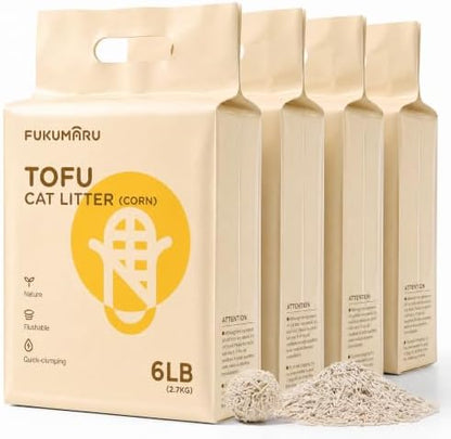 FUKUMARU Tofu Cat Litter, Corn Blend, Clumping, Odor Control, Low Dust 24lb by FUKUMARU