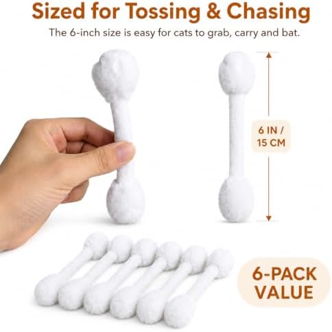 6-Inch Swab Catnip Toys, 6-Pack, No-Glue Fully Stitched Plush Kicker Toys, One-Piece Polyester Outer with PP Cotton Filling for Indoor Cats - Image 2