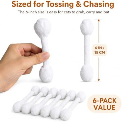 6-Inch Swab Catnip Toys, 6-Pack, No-Glue Fully Stitched Plush Kicker Toys, One-Piece Polyester Outer with PP Cotton Filling for Indoor Cats - Image 2