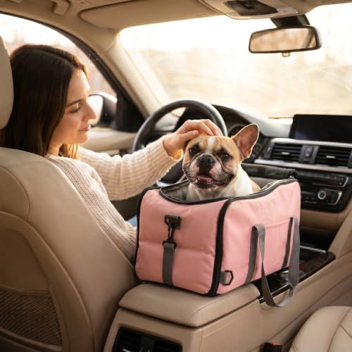 Center Console Dog Car Seat for Small Dogs Under 13LBS Pink - Image 4