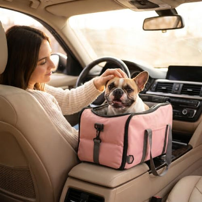Center Console Dog Car Seat for Small Dogs Under 13LBS Pink - Image 4
