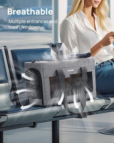 Pecute Airline Approved Cat Carrier, Pet Carrier Soft-Sided, Portable Dog Carrier with Stable Structure, TSA Approved Pet Carrier for Pets Less Than 12lbs, Cat Carrier Bag Suitable for Travel, Gray - Image 5