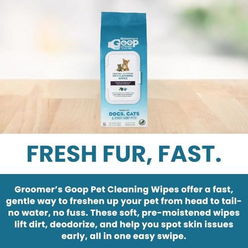 Groomer’s Goop Pet Cleaning Wipes – Gentle, Alcohol-Free Formula with Acai Extract for Dogs & Cats, Safely Cleans & Deodorizes Fur, Supports Skin Health, Great for Puppies & Kittens – 100 Count Pack - Image 2