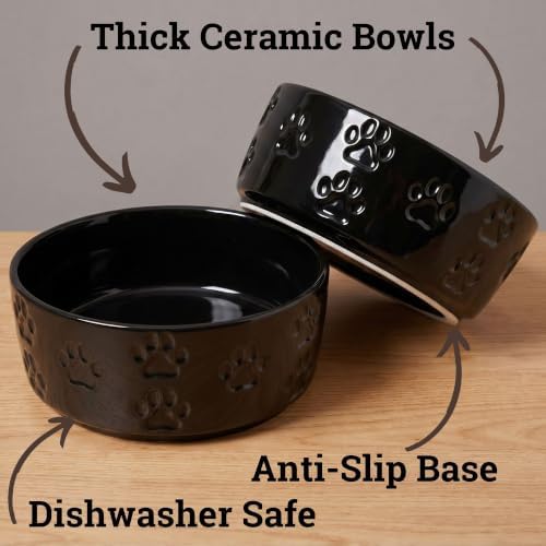 Ceramic Dog Bowl Set of 2 with Anti-Skid Base, 5.5"W x 2"H, 2 Cup Capacity - Image 2