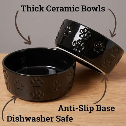 Ceramic Dog Bowl Set of 2 with Anti-Skid Base, 5.5"W x 2"H, 2 Cup Capacity - Image 2