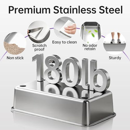 High-Sided Stainless Steel XL Cat Litter Box for Cats - Image 6
