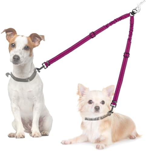 AUTOWT Double Dog Leash, No Tangle 360°Swivel Rotation Reflective Lead Attachment Adjustable Length Dual Two Dogs Lead Splitter, Comfortable Shock Absorbing Walking Training for 2 Dogs by AUTOWT