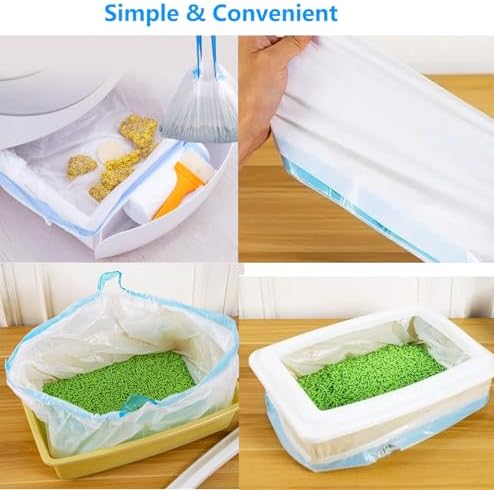 Cat Litter Bags with Drawstring, 60 Count Thick Self-cleaning Litter Box Liners Compatible with 3/4 Heavy Duty Cat Litter Box Liners Waste Bags Replacement (Blue 60pcs) - Image 4