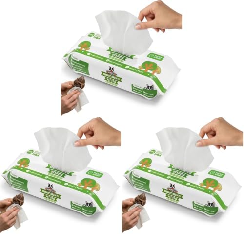 Pogi’s Dog Grooming Wipes – Hypoallergenic Pet Wipes for Paws, Body & Butt – Cleaning & Hydrating, Green Tea Scent, 100 Count (Pack of 3) by PogisPetSupplies