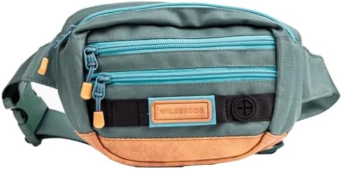 Wilderdog Utility Fanny Pack stores Treats, Balls, Keys in 3 Pockets with adjustable strap and Poop Bag dispenser (Evergreen) by WILDERDOG