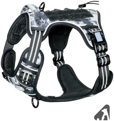 AUROTH Tactical Dog Harness for Small Medium Large Dogs - No Pull, Adjustable, Reflective, K9 Working Training, Easy Control, Military Service Dog Harness (M, Black Ink) by AurothPets
