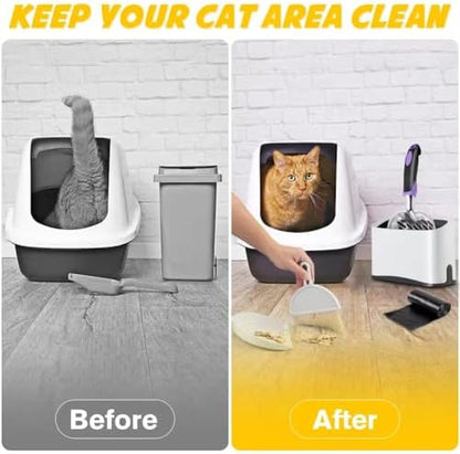 Cat Litter Scooper with Holder,Metal Cat Litter Scoop, Kitty Poop Scooper Stand for Litter Box, Cat Caddy for Litter Scoop, Fast Sifting Kitty Poop Scooper Caddy Poop Scooper Stand - Image 4