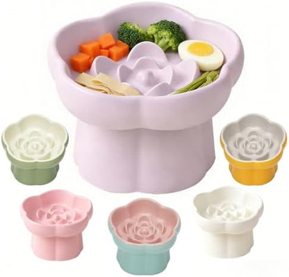 Ceramic Raised Slow Feeder Cat Bowl,Cat Slow Feeder, by koieam