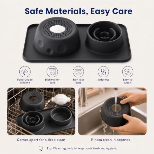 Silicone 2-in-1 Dog Slow Feeder & Lick Bowl Station,Black - Image 7