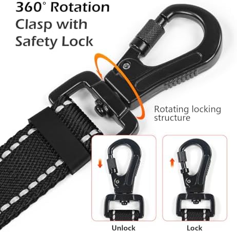 Reflective Double Handle Dog Leash for Large Medium Small Dogs (BK, L) - Image 2