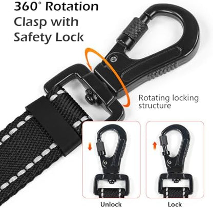 Reflective Double Handle Dog Leash for Large Medium Small Dogs (BK, L) - Image 2