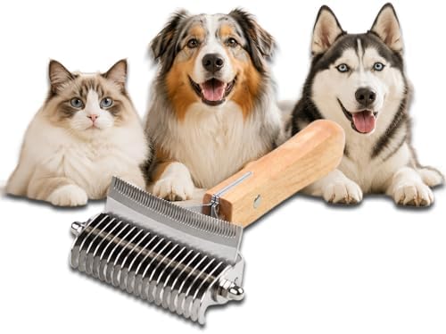 Ragdoll Cat Brush, 3 in 1 Double Sided Grooming Rake, Dematting Deshedding Comb for Dogs & Cats, Removes Loose Hair & Matted Fur, for Husky, German Shepherd and All Long Haired Pets by Unknown
