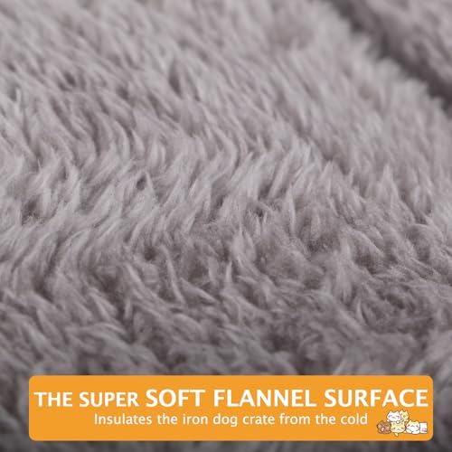 Reversible Dog Bed Mat with Plush and Corn Velvet,Soft Warm Pet Cushion, Dual Purpose Washable Sleeping Mattress Bed for Small Medium Large Dog and Cat XB004 (42"x28", Light Grey) - Image 4