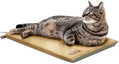 K&H Heated Cat Bed, Thermo-Kitty Mat Indoor, Safety Listed, 6W, Sage/Tan by KHPetProducts
