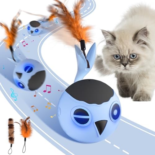Cat Toys Ball, Smart Motion Sensor Moving Ball with 4 Sounds& 3 Speed Modes by ORSDA