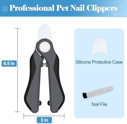 Swihauk Heavy Duty Dog Nail Clippers and Trimmers, Professional Pet Nail Clippers with Nail File for Dogs Cats Small Animal, Claw Clippers with Safety Guard to Prevent Over-Cutting, Gray - Image 2
