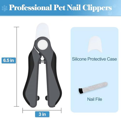 Swihauk Heavy Duty Dog Nail Clippers and Trimmers, Professional Pet Nail Clippers with Nail File for Dogs Cats Small Animal, Claw Clippers with Safety Guard to Prevent Over-Cutting, Gray - Image 2