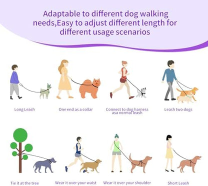 Hands Free Dog Leash, 4.2 FT - 9.5 FT Multifunctional Crossbody Waist Leash for Dogs Walking Reflective Running Dog Leashs for Medium and Large Dogs Walking,Jogging,Running,Training (Purple) - Image 3