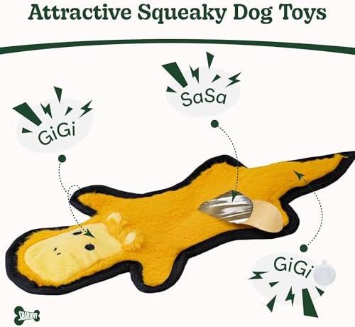 SHARLOVY No Stuffing Dog Toys Crinkle Squeaky, Long Lasting Chews for Aggressive, Durable Plush Dog Puppy Chew Toys for Teething, with 6 Tough Layers for Small Medium Large Breed-2 Pack,Small - Image 3