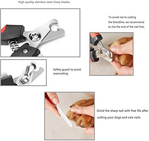 Pet Nail Clippers and Trimmers Set Safety Guard to Avoid Over Cutting Razor Sharp Blades Grooming Tool for All Small Large Dog Cat Red - Image 4